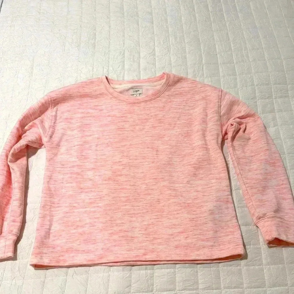 J. Crew Womens Small Pullover Crew Neck Long Sleeve Sweatshirt Pink Marled - Picture 1 of 5